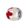 TOMEI Red & White Butterfly Printed Charm, White Gold 585