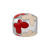 TOMEI Red & White Butterfly Printed Charm, White Gold 585