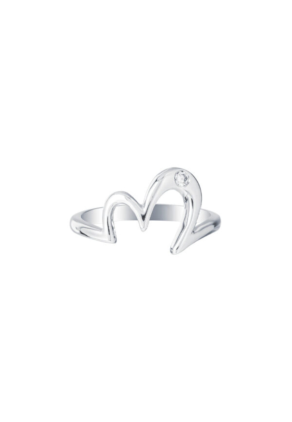 TOMEI Wavy Diamond Ring, White Gold 375