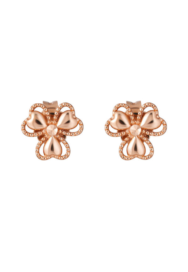 TOMEI Rouge Collection Clover Earrings, Rose Gold 750