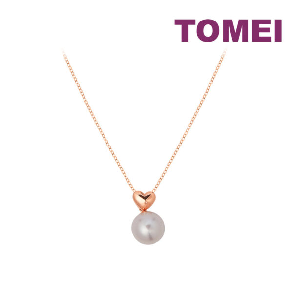 TOMEI Rouge Collection Petite Love Pearl Necklace, Rose Gold 750