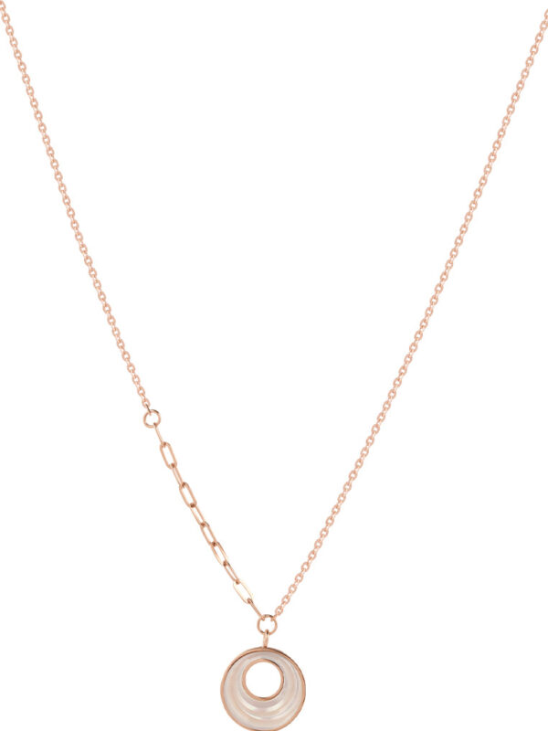 TOMEI Rouge Collection, Nacre Dwi-side Circle Necklace, Rose Gold 750