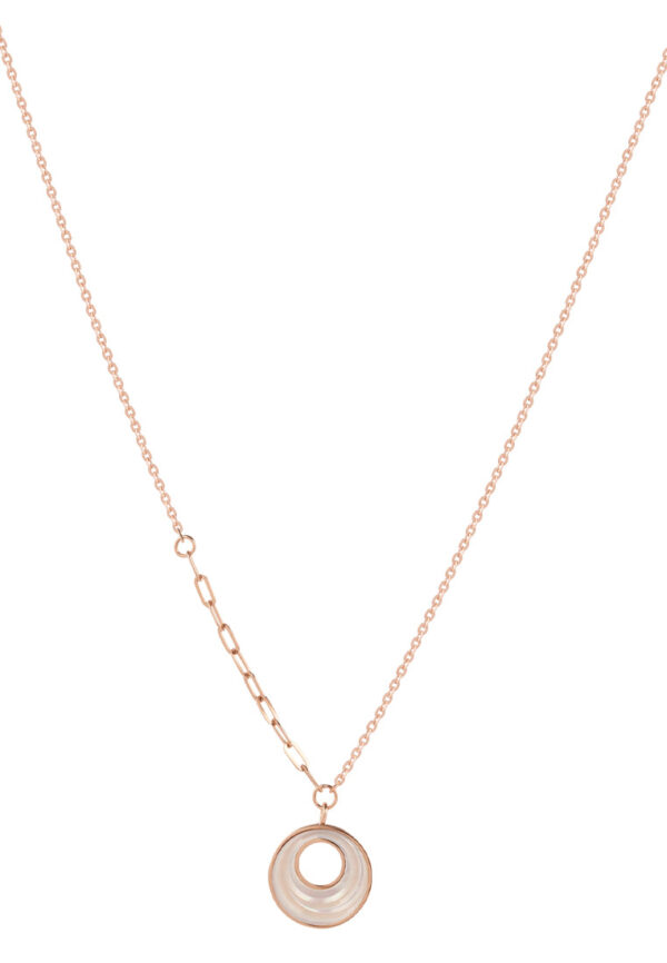 TOMEI Rouge Collection, Nacre Dwi-side Circle Necklace, Rose Gold 750