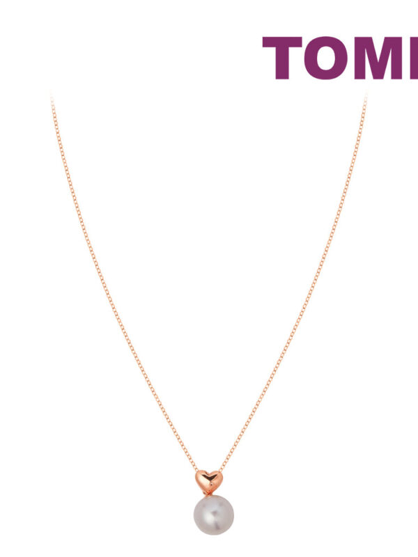 TOMEI Rouge Collection Petite Love Pearl Necklace, Rose Gold 750