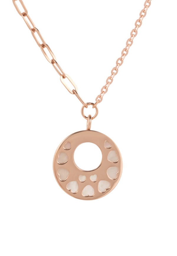 TOMEI Rouge Collection, Nacre Dwi-side Circle Necklace, Rose Gold 750