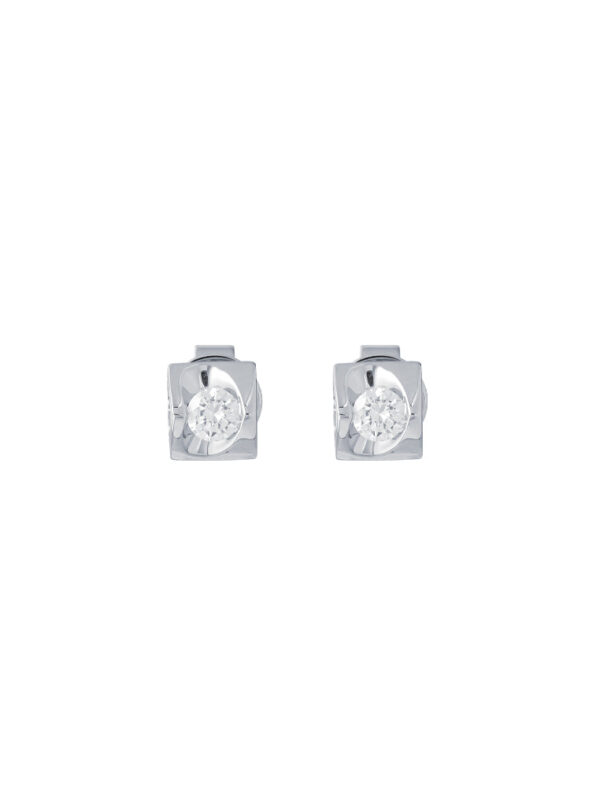 TOMEI Solitaire Earrings, Diamond White Gold 585