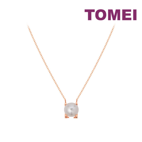 TOMEI Rouge Collection Solitaire Pearl Necklace, Rose Gold 750