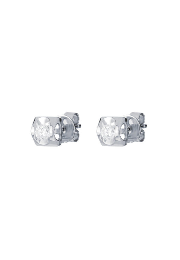 TOMEI Solitaire Earrings, Diamond White Gold 585