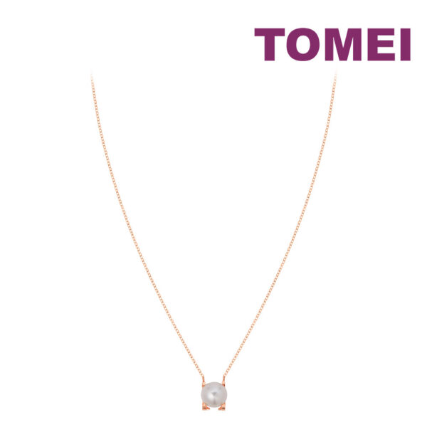TOMEI Rouge Collection Solitaire Pearl Necklace, Rose Gold 750