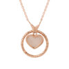 TOMEI Rouge Collection, Nacre Heart in Circle Necklace, Rose Gold 750