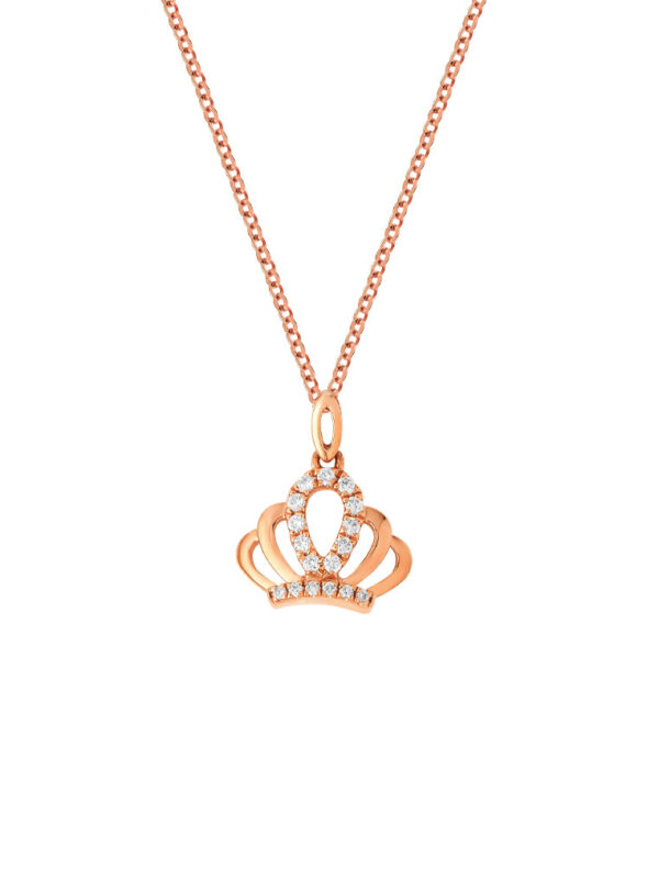 TOMEI Princess Crown Diamond Necklace, Rose Gold 750