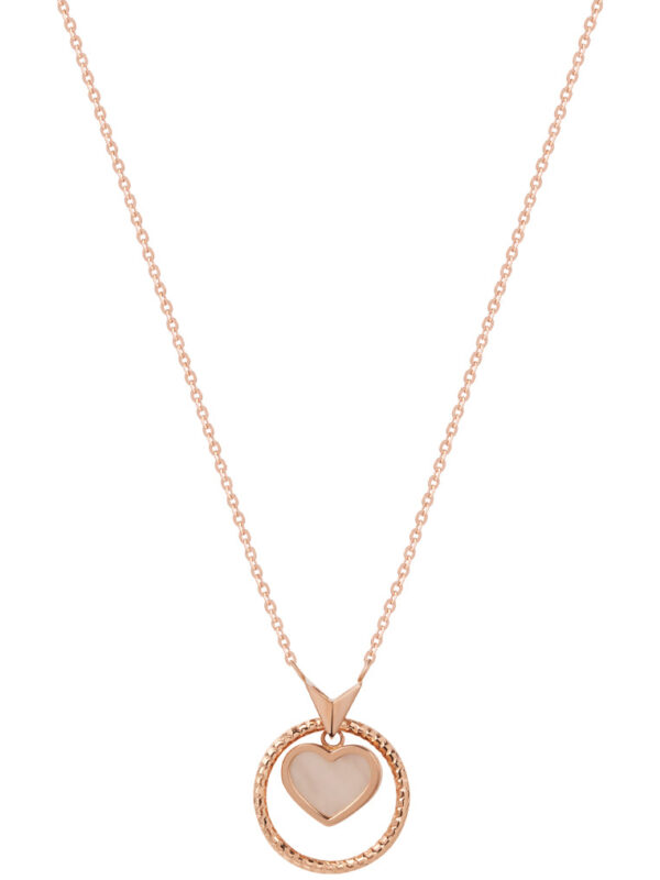 TOMEI Rouge Collection, Nacre Heart in Circle Necklace, Rose Gold 750