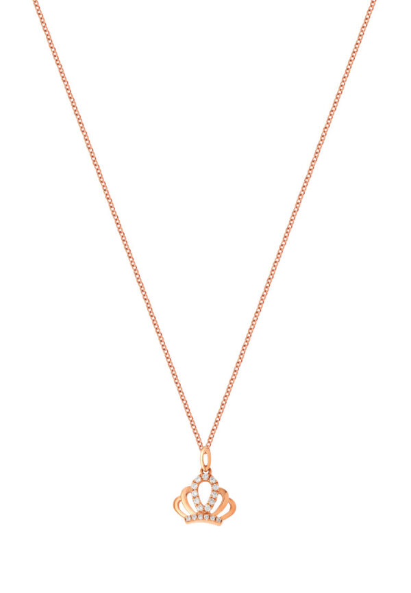 TOMEI Princess Crown Diamond Necklace, Rose Gold 750