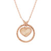 TOMEI Rouge Collection, Nacre Heart in Circle Necklace, Rose Gold 750