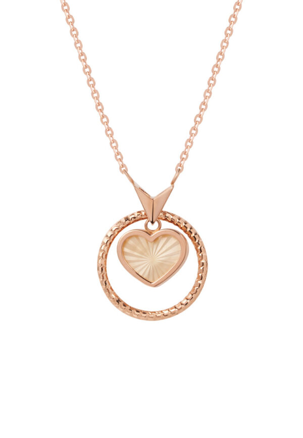 TOMEI Rouge Collection, Nacre Heart in Circle Necklace, Rose Gold 750