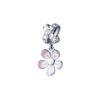 TOMEI Soft Pink Flower Charm, White Gold 585