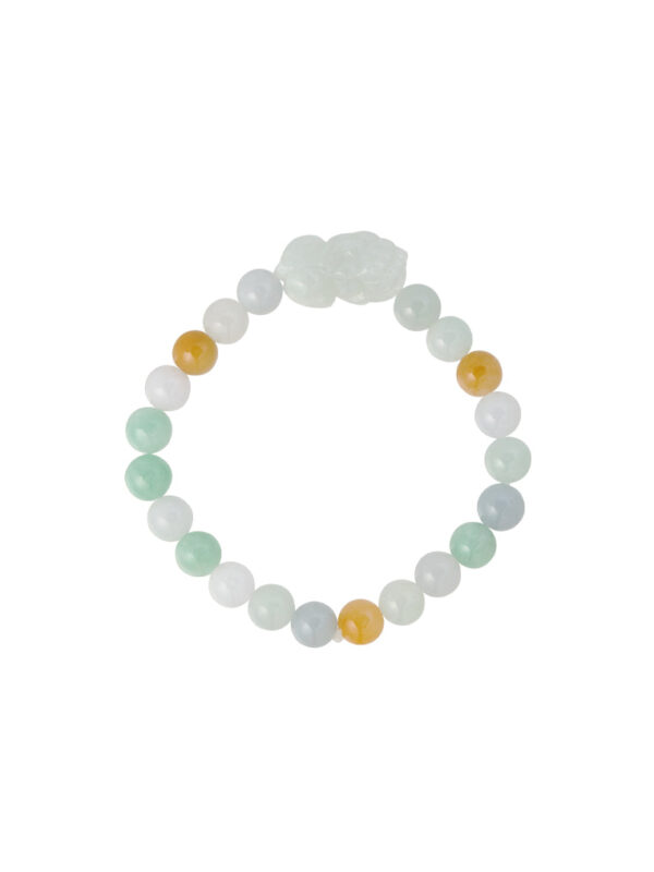 TOMEI 翡翠三彩貔貅 Palace Grace Natural Jade Bead With Pixiu Bracelet | Multi-Tone