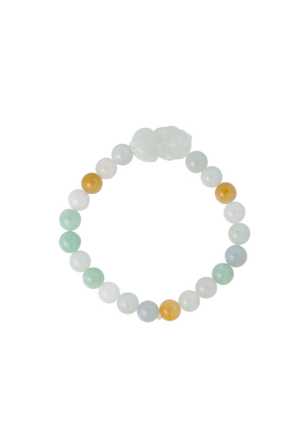 TOMEI 翡翠三彩貔貅 Palace Grace Natural Jade Bead With Pixiu Bracelet | Multi-Tone