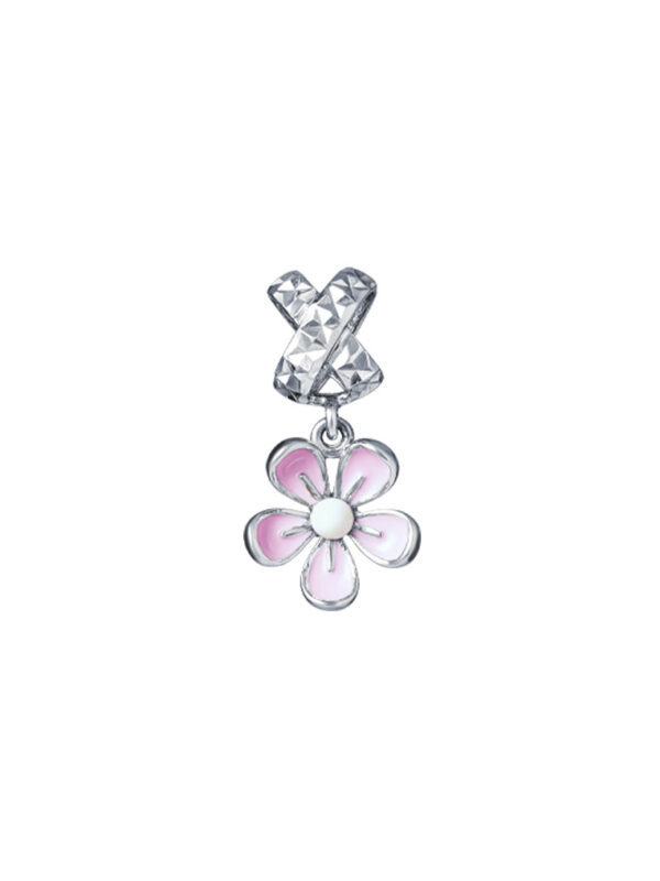 TOMEI Soft Pink Flower Charm, White Gold 585