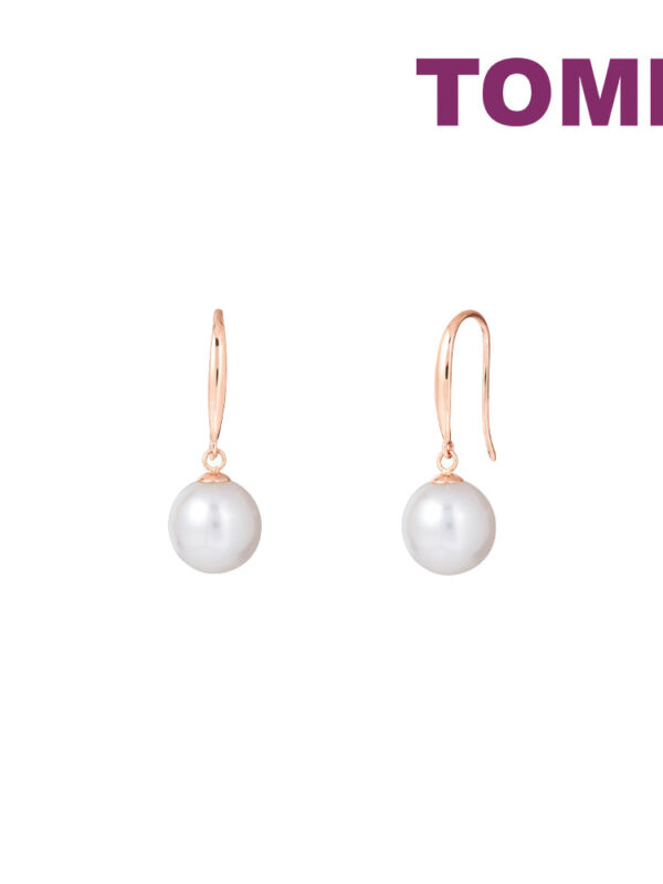 TOMEI Rouge Collection Pearl Hook Earrings, Rose Gold 750