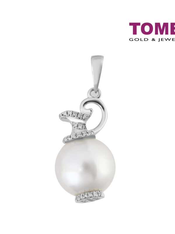 TOMEI Wishing Lamp Pendant, Diamond Pearl White Gold 750 (P6104)
