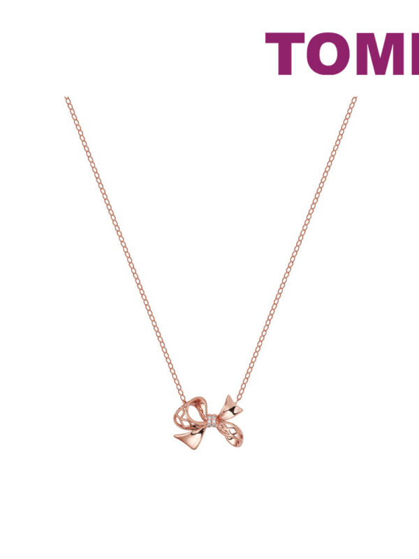 TOMEI Rouge Collection Lovely Ribbon Necklace, Rose Gold 750
