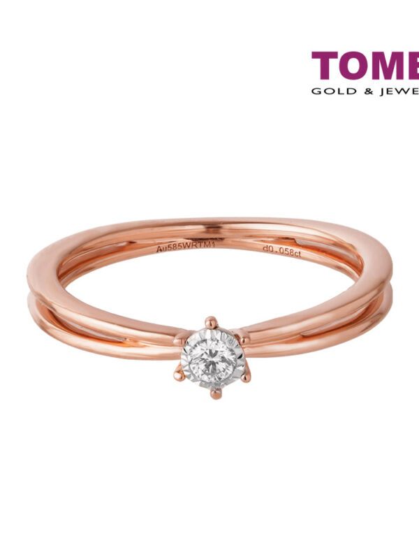 TOMEI Solitaire Diamond Ring, Rose Gold 585 (14K) (R4936WR)