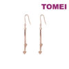 TOMEI Rouge Collection Dwi-Heart Drop Earrings, Rose Gold 750