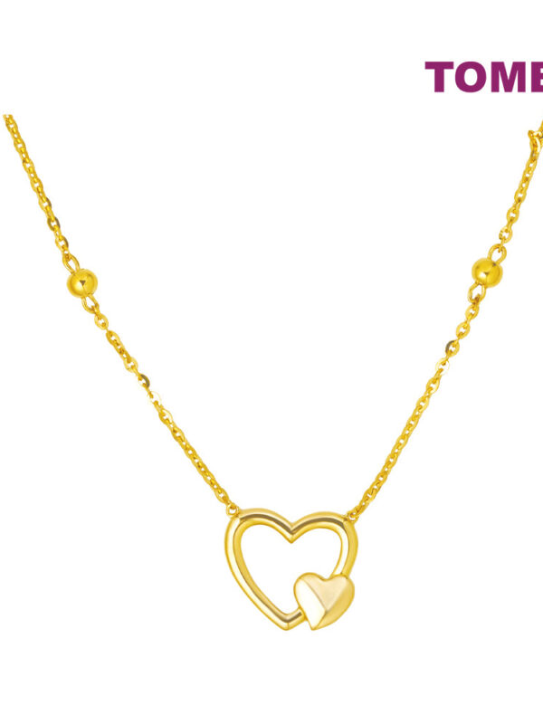 TOMEI [Online Exclusive] Minimalist Dual-Heart Necklace, Yellow Gold 916