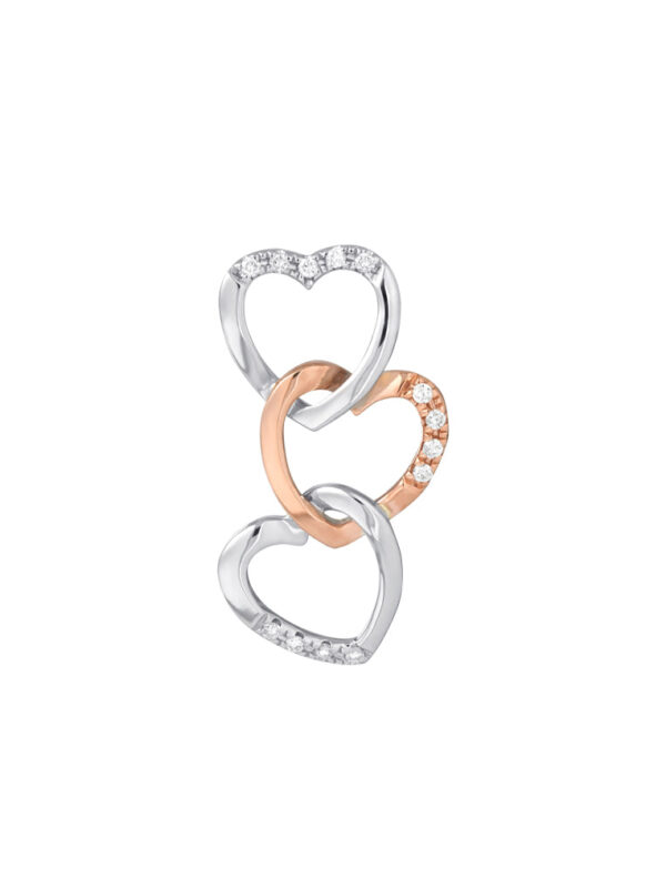 TOMEI Triple Linked Hearts Pendant Set, White Gold