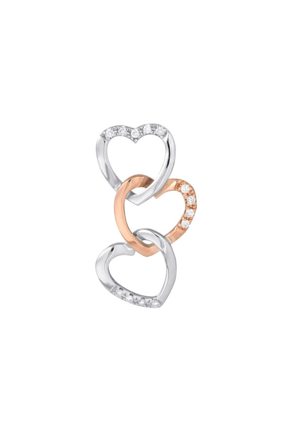TOMEI Triple Linked Hearts Pendant Set, White Gold