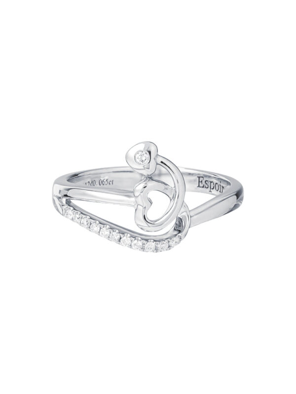 TOMEI Sweet Heart Diamond Ring, White Gold 375
