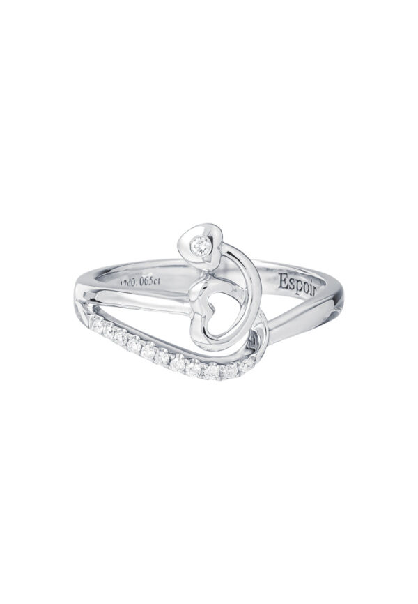 TOMEI Sweet Heart Diamond Ring, White Gold 375
