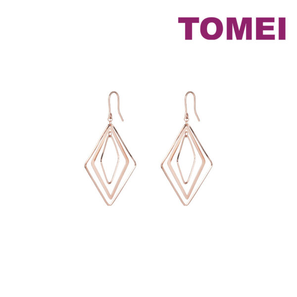 TOMEI Rouge Collection Rhombus Earrings, Rose Gold 750