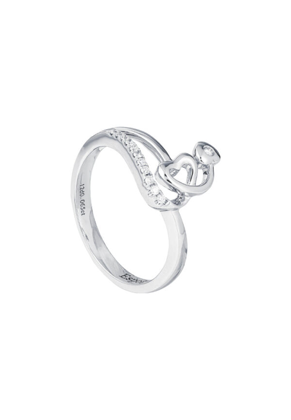TOMEI Sweet Heart Diamond Ring, White Gold 375