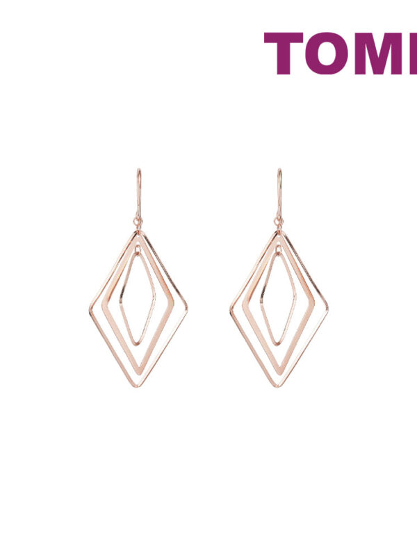 TOMEI Rouge Collection Rhombus Earrings, Rose Gold 750