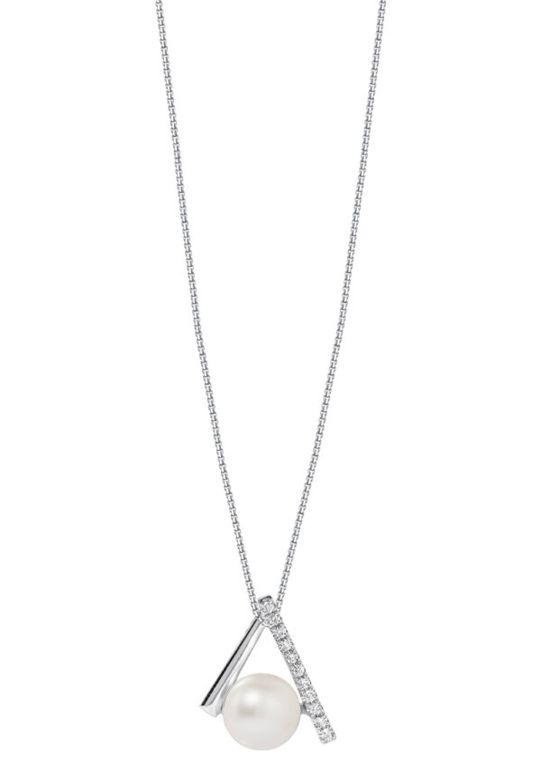 TOMEI Pearl Pendant Set, White Gold 585