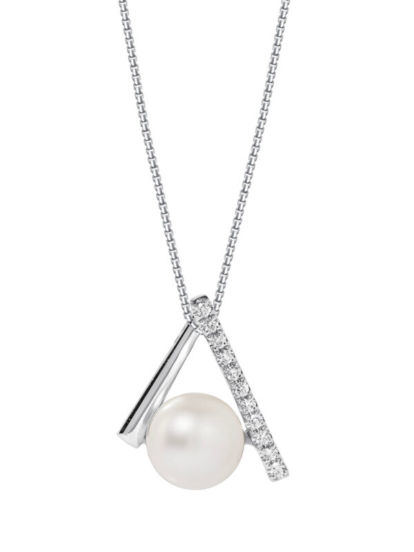 TOMEI Pearl Pendant Set, White Gold 585