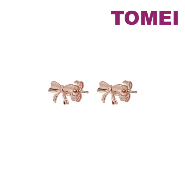 TOMEI Rouge Collection Ribbon Earrings, Rose Gold 750