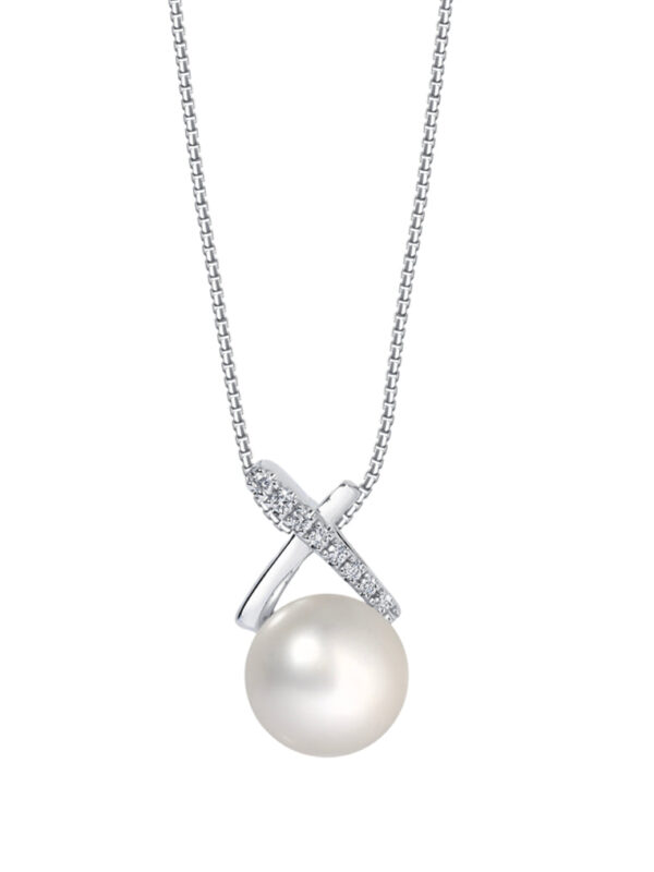 TOMEI Pearl Pendant Set, White Gold 585