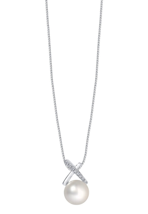 TOMEI Pearl Pendant Set, White Gold 585