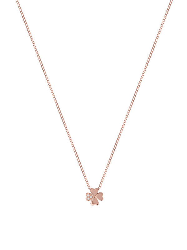 TOMEI Rouge Collection Four Leaves Clover Necklace, Rose Gold 750