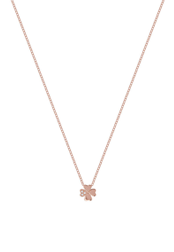 TOMEI Rouge Collection Four Leaves Clover Necklace, Rose Gold 750