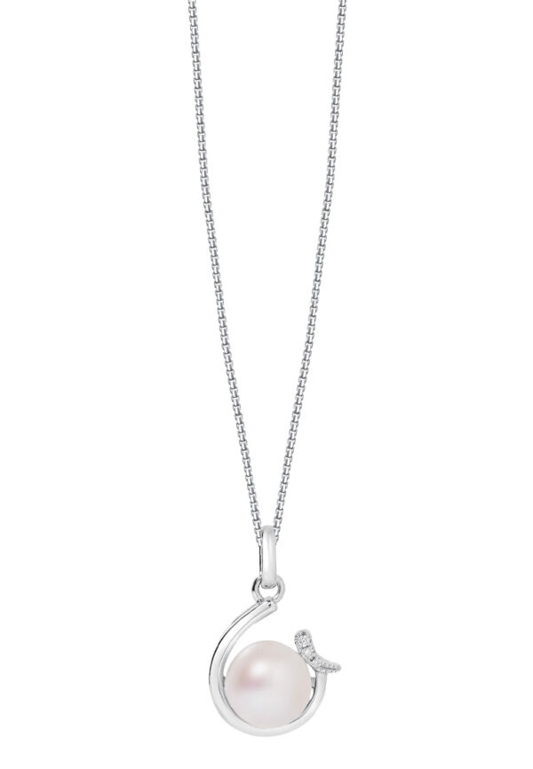 TOMEI Pearl Pendant Set, White Gold 585