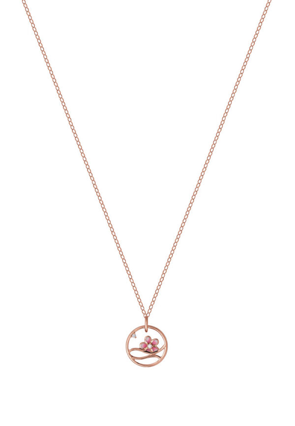 TOMEI Rouge Collection Pink Flower Necklace, Rose Gold 750