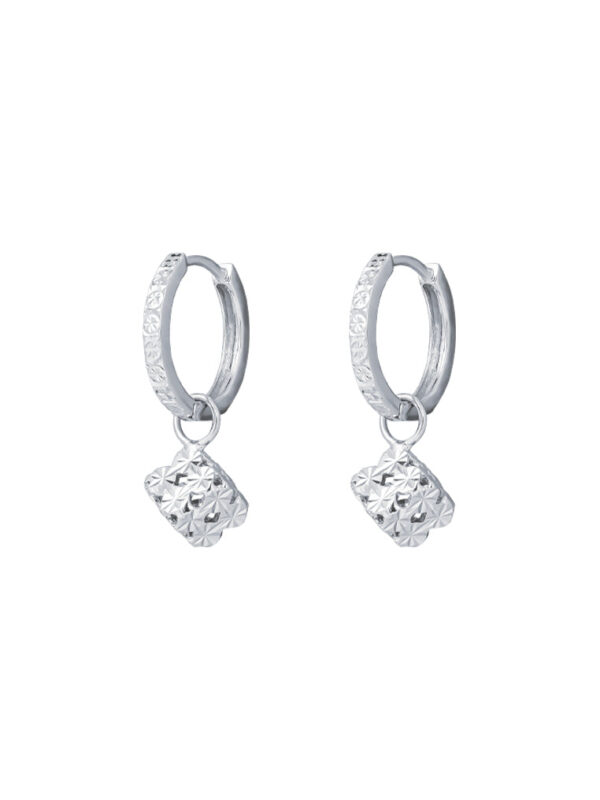 TOMEI Quadrated Luminosity Duo Earrings, White Gold 585