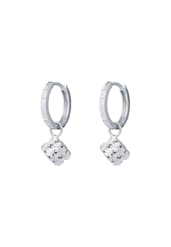 TOMEI Quadrated Luminosity Duo Earrings, White Gold 585