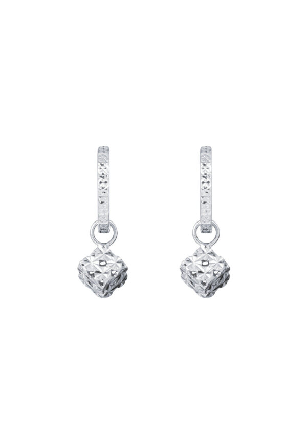 TOMEI Quadrated Luminosity Duo Earrings, White Gold 585