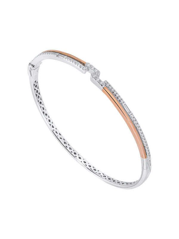 TOMEI Luminous Duet Diamond Bangle, White+Rose Gold 750