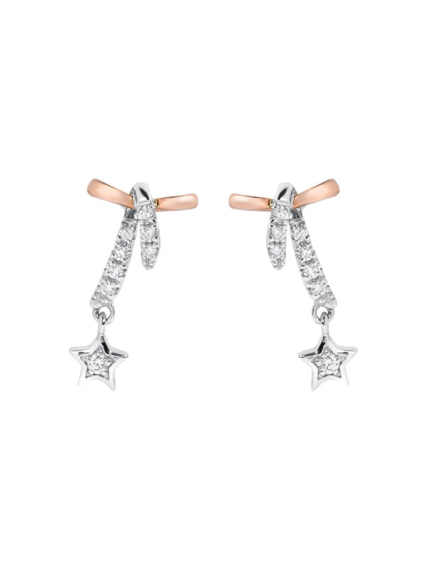 TOMEI Starlight Symphony Diamond Earrings, White+Rose Gold 585